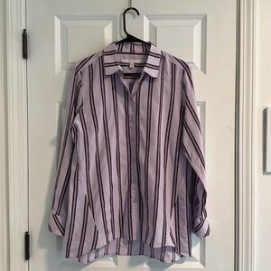 Nordstrom Signature Berry Purple Stripe Button Down size S